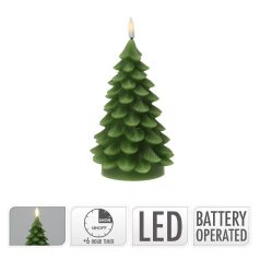 Fenyő gyertya LED-es időzítős elemes  - Fehér - 17 cm