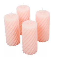   Bársony glitter csavart gyertya - Rózsaszín - 5,5x10 cm - 4 db/csomag