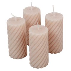   Bársony glitter csavart gyertya - Bézs - 5,5x10 cm - 4 db/csomag