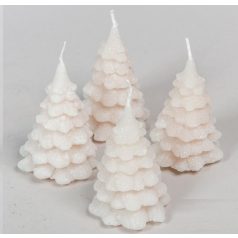   Bársony glitter fenyőfa gyertya - Bézs - 10x7,5 cm - 4 db/csomag 