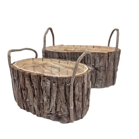 Kéreg ovál kosár - 32x20x14,5 cm, 24x16x12 cm - 2 db-os szett