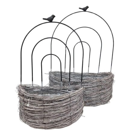 Madaras hamvas vessző kosár - 36x47x17,5 cm.26x40x12 cm - 2 db-os szett