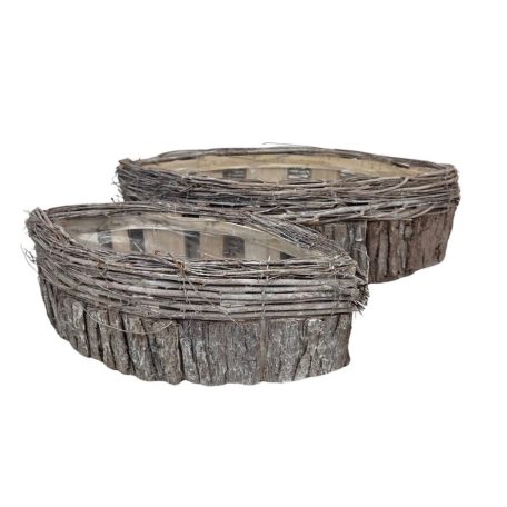 Rombusz fakéreg+vessző kosár - 44x22x14 cm, 34x15x11 cm - 2 db-os szett