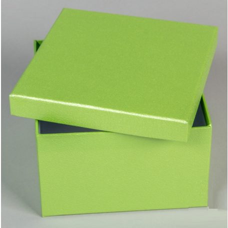 Papír doboz bőr mintás - Almazöld - 10x16x16 cm 