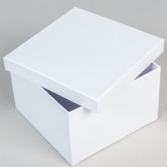 Papír doboz bőr hatású - Fehér - 10x16 cm