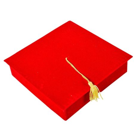 Bársony ballagási papírdoboz - Piros - 4,5x18 cm 