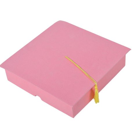Bársony ballagási papírdoboz - Rózsaszín - 5x18cm 