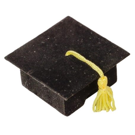 Bársony ballagási papírdoboz - Fekete - 2,5x6 cm