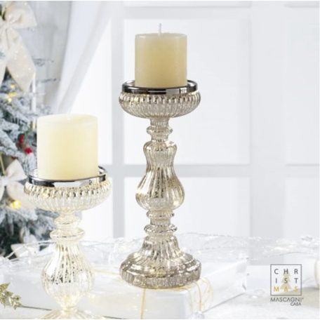 Üveg gyertyatartó - LED-es - 10,5x21,5 cm, 11x26,5 cm