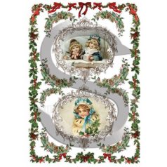   Rizspapir - A4 - Karácsonyi kislányok keretben 2. - CK-1794