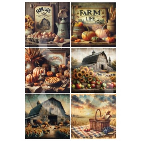 Rizspapír - A4 - Akvarell sorozat: Farm life 3. - CK-4858