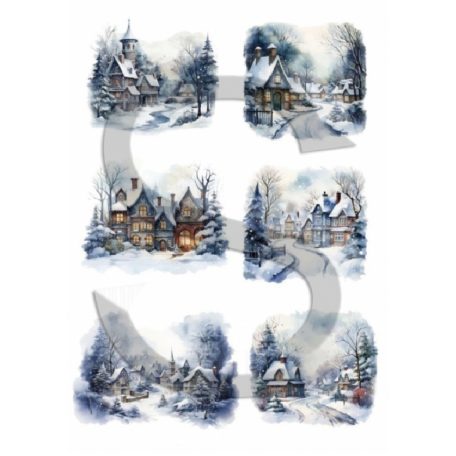 Rizspapir -A4 - Karácsonyi házak 8. - CK-5001
