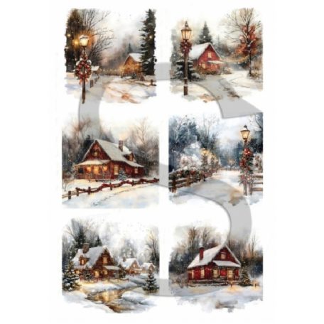 Rizspapir - A4 - Karácsonyi házak 9. - CK-5002