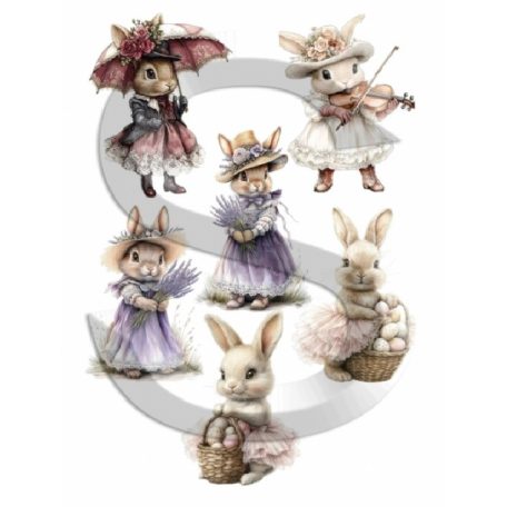  Rizspapír - A4 - 21x30 cm - Vagány nyuszilányok 2. - CK-5077