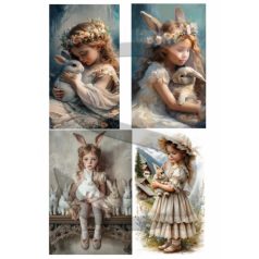   Rizspapír - A4 - 21x30 cm - Nyuszik és kislányok 1. - CK-5085