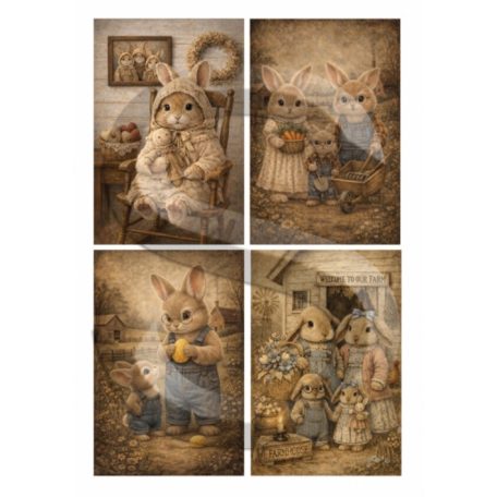 Rizspapír - A4 - Country nyuszkók - CK-5088