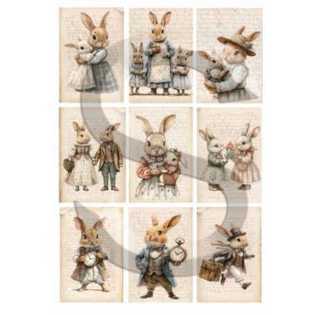 Rizspapír - A4 - Nosztalgia nyuszik 2. - CK-5097