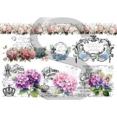 Rizspapír - A4 - Hortenzia vintage - CK-5100