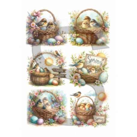 Rizspapír - A4 - Tavasz/Húsvét - Tavaszi fészkek - CK-5113