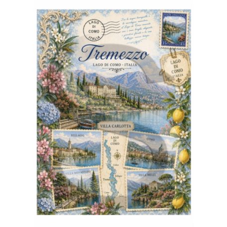 Rizspapír - A4 - Utazás - Itália - Lago di Como - Tremezzo - CK-5286
