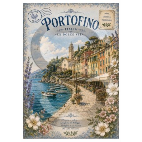 Rizspapír - A4 - Utazás - Itália - Portofino - CK-5288
