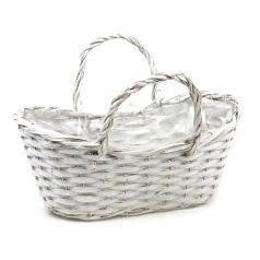  Füles háncs kosár ovál - Fehér - 28x14,5x19 cm, 34x18x23,5 cm 