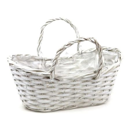 Füles háncs kosár ovál - Fehér - 28x14,5x19 cm, 34x18x23,5 cm 