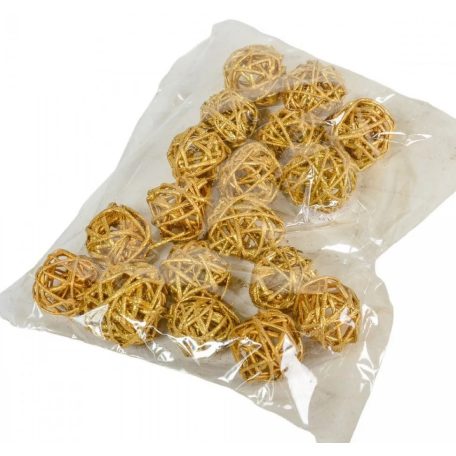 Vesszőlabda - Arany&glitter - 3 cm - 15 db/csomag