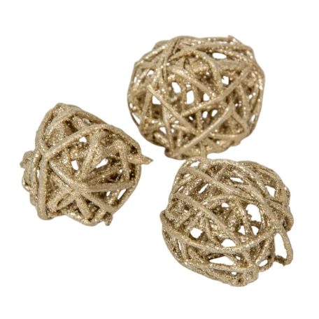 Vesszőlabda -  Pezsgő&glitter - 3 cm - 17 db/csomag