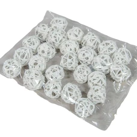 Rattan golyó - Fehér - 3 cm - 20 db/ csomag 