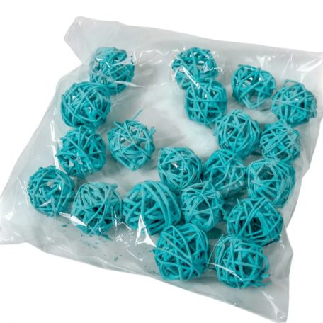 Vesszőlabda - Falfestékes aqua - 3 cm - 20 db/csomag