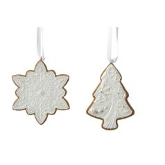 Mézeskalács - Hópehely-Fenyőfa - Fehér - 9x10 cm