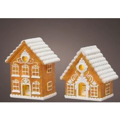    Mézeskalács karácsonyi dekoráció ledes - Ház - 8,5x8,5 cm