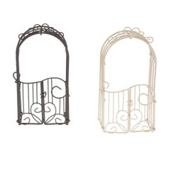 Tündérkert kapu fém - Krém/barna - 8x5x16 cm - Raktáron