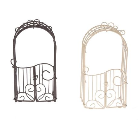 Tündérkert kapu fém - Krém/barna - 8x5x16 cm - Raktáron