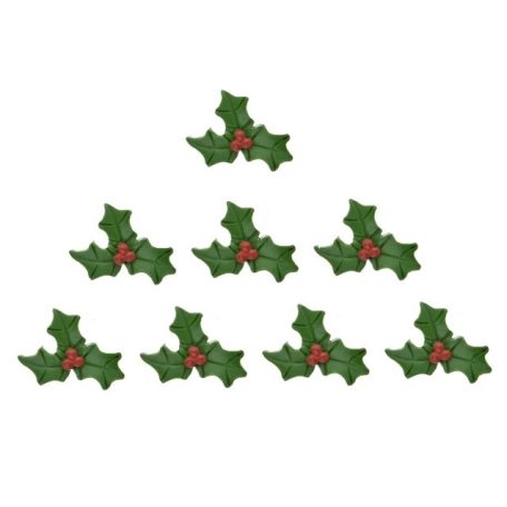 Magyal levél bogyóval, öntapadós - 3,5x2,5 cm - 8 db/csomag