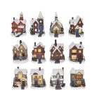 Téli házikó LED-es, elemes 1. - 4 féle - 7x6x10 cm