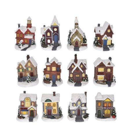 Téli házikó LED-es, elemes 3. - 4 féle - 7x6x10 cm 