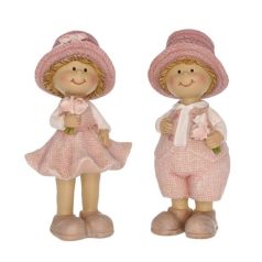   Gyerek fiú,lány kalapban virággal álló - 5x4x13 cm - Raktáron