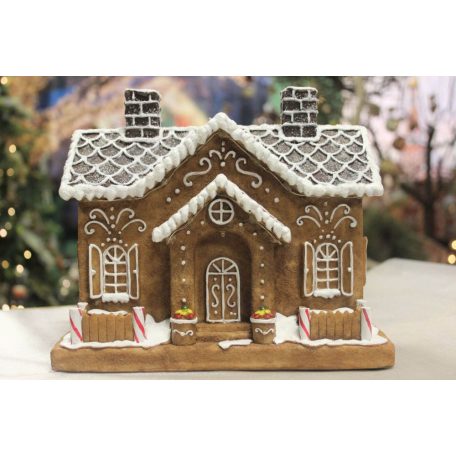 Karácsonyi kivilágított mézeskalács házikó - 24 cm  