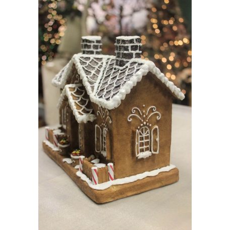 Karácsonyi kivilágított mézeskalács házikó - 24 cm  