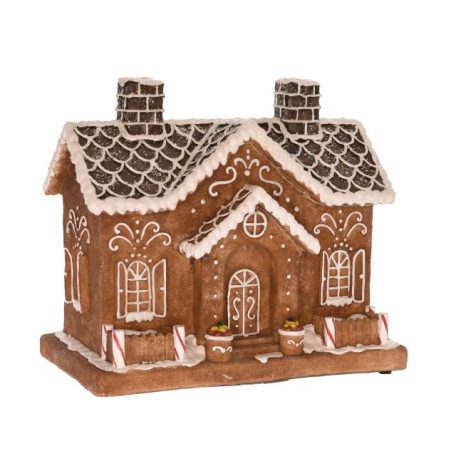 Karácsonyi kivilágított mézeskalács házikó - 24 cm  