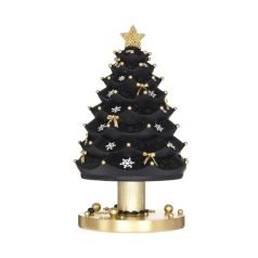 Karácsonyfa fekete forgó, zenélő - 11,5x11,5x20,5 cm 