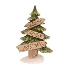   Fenyő "Welcome, Merry Christmas" felirattal - 34x17x52 cm
