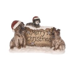   Kutyák "Merry Christmas" felirattal LED-es - 38,5x14,5x24 cm 