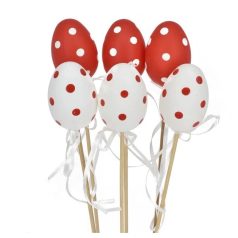   Pöttyös tojás betűzős - Piros-fehér - 6 cm - 6 db/csomag