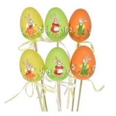   Tojás betűző - Sárga-narancssárga-zöld - 6 cm - 6 db/csomag