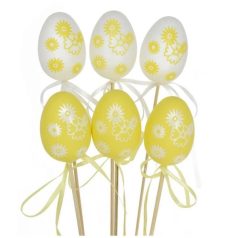 Tojás betűzős - Sárga-fehér - 6 cm - 6 db/csomag