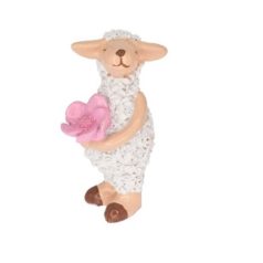 Bárány virággal álló - 4,7x3,7x8,8 cm