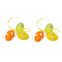   Tojás akasztós - Sárga-narancssárga-zöld - 5 cm - 12 db/csomag
